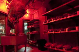 A view of the dry aging room at The Steak House at Circus Circus, Thursday, June 21, 2012.